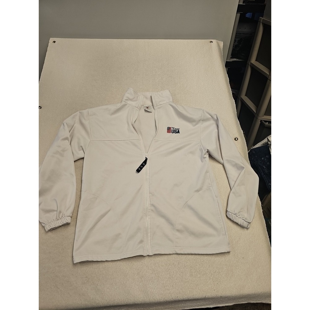 Vintage Team USA Olympic Committee Track Jacket White Full Zip Men Large USAMade